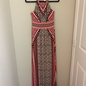 London Times Pink and Black Patterned Maxi Dress